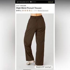 Alo Yoga High-Waist Pursuit Trousers - Brown xs great condition